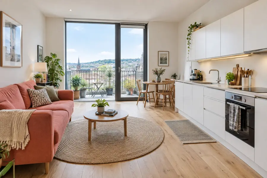 Living room and kitchen