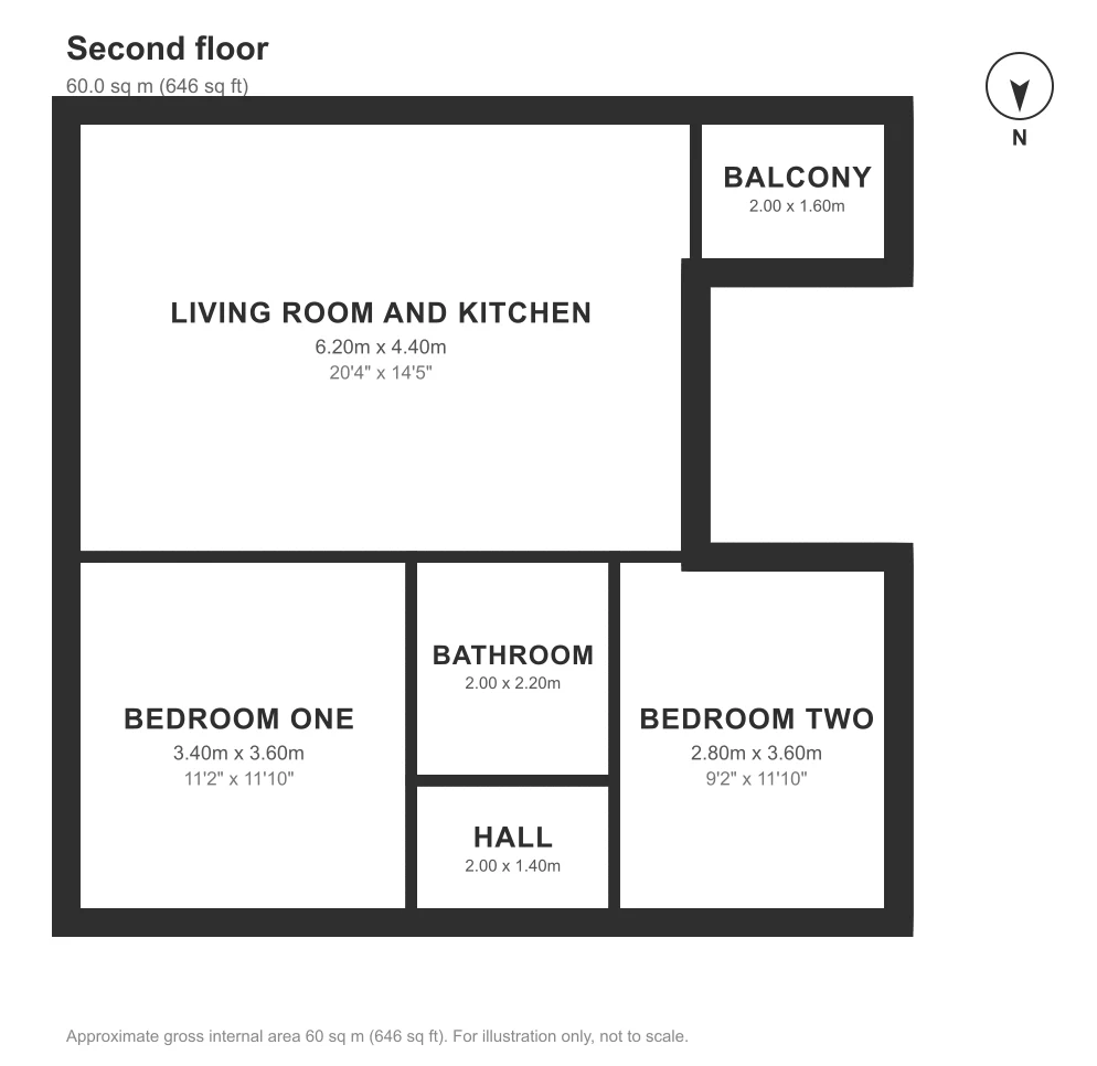 Floor plan, Whitehall Road, Whitehall: Second floor