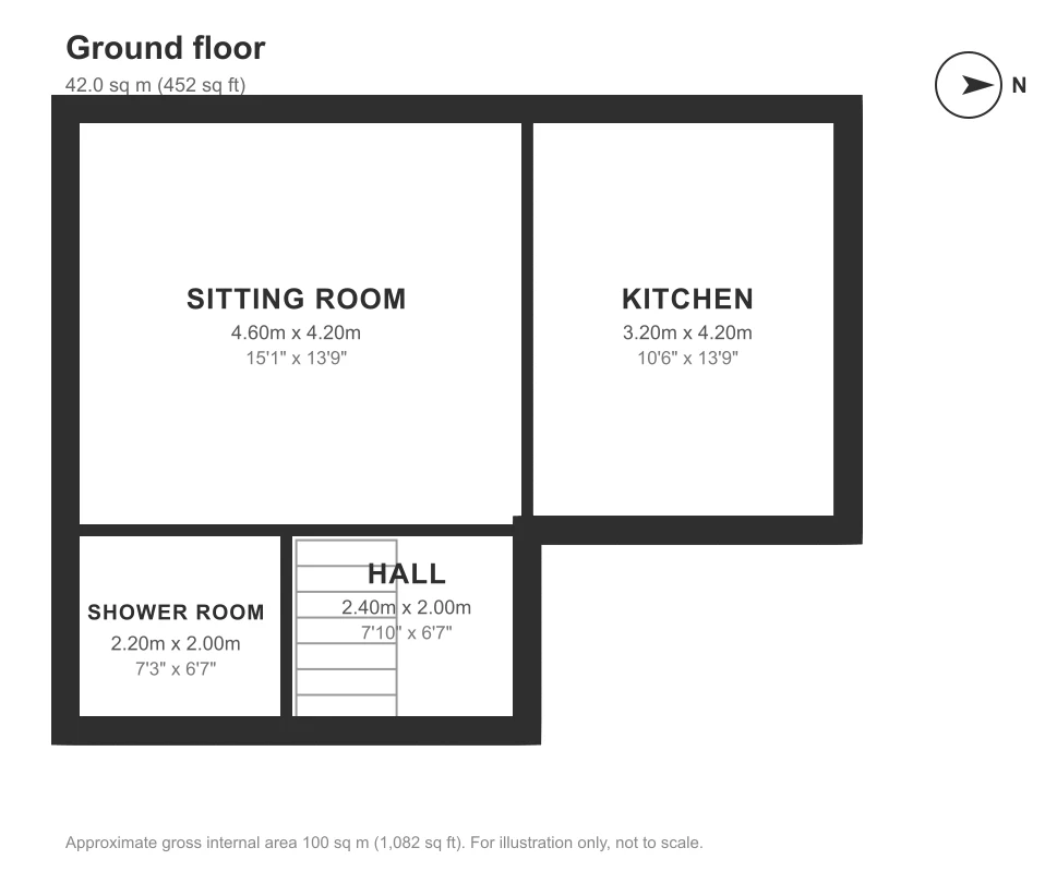 Floor plan, Quay Cottage, St Mawes: Ground floor