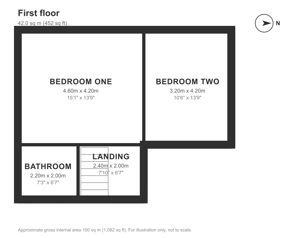 Floor plan, Quay Cottage, St Mawes: First floor