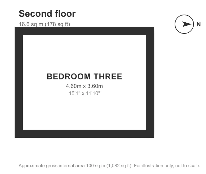 Floor plan, Quay Cottage, St Mawes: Second floor