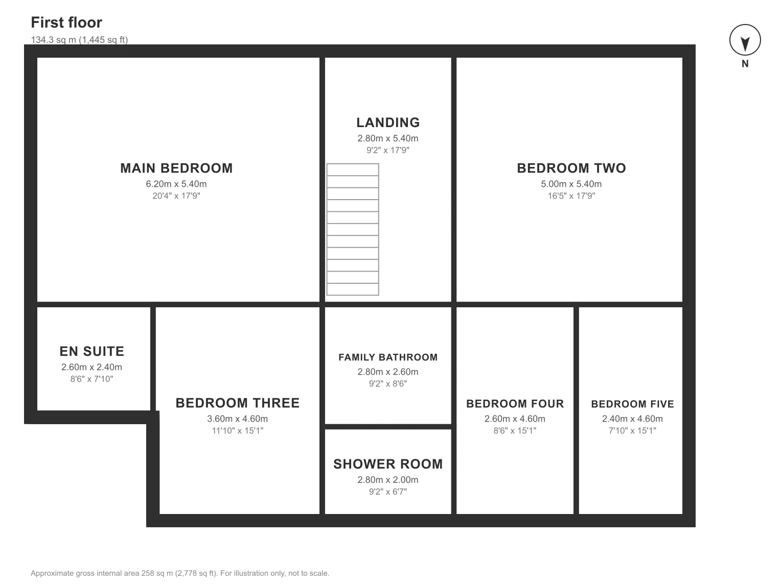 Floor plan, The Old Rectory, Probus: First floor