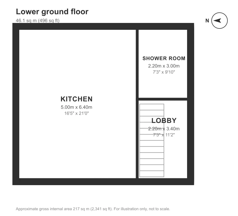 Floor plan, Strangways Terrace, Truro: Lower ground floor