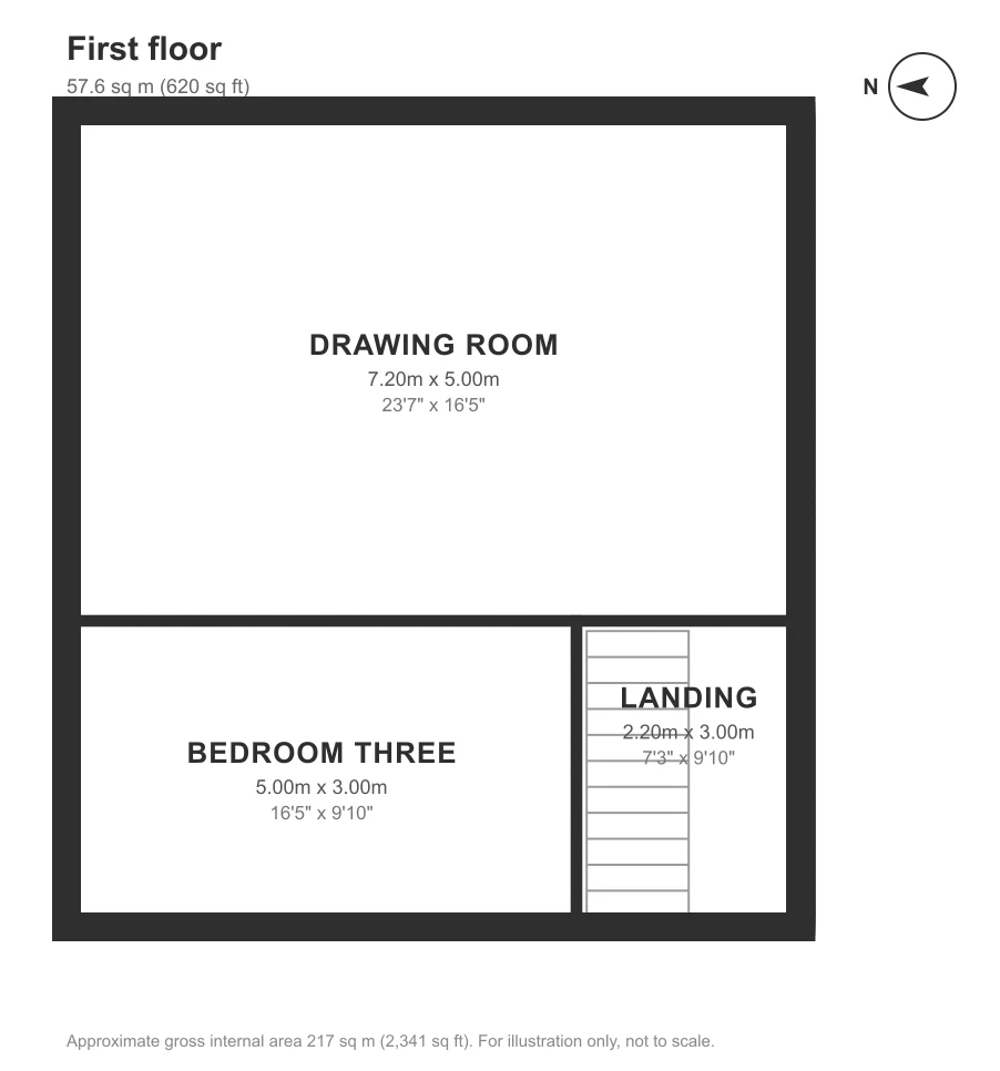 Floor plan, Strangways Terrace, Truro: First floor
