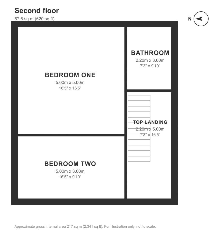 Floor plan, Strangways Terrace, Truro: Second floor