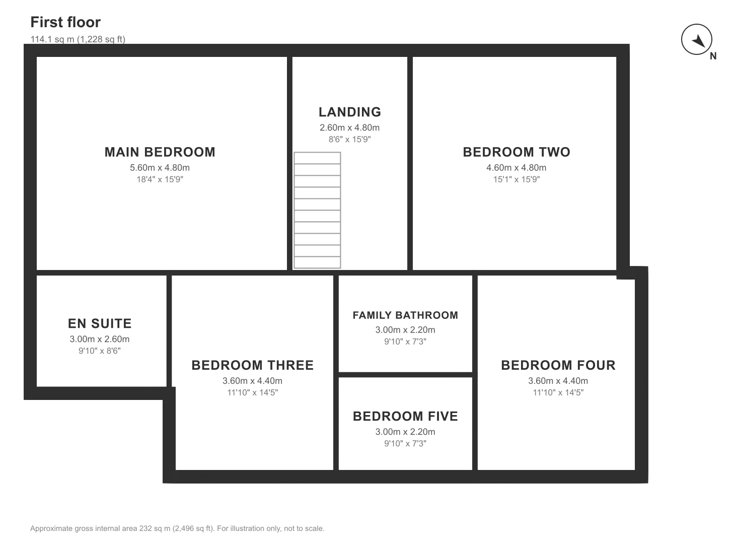 Floor plan, Tregenna Farmhouse, Ladock: First floor