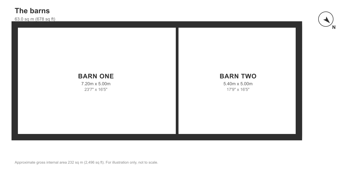 Floor plan, Tregenna Farmhouse, Ladock: The barns