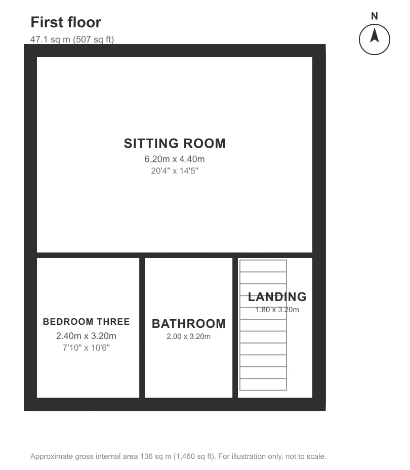 Floor plan, Walsingham Place, Truro: First floor