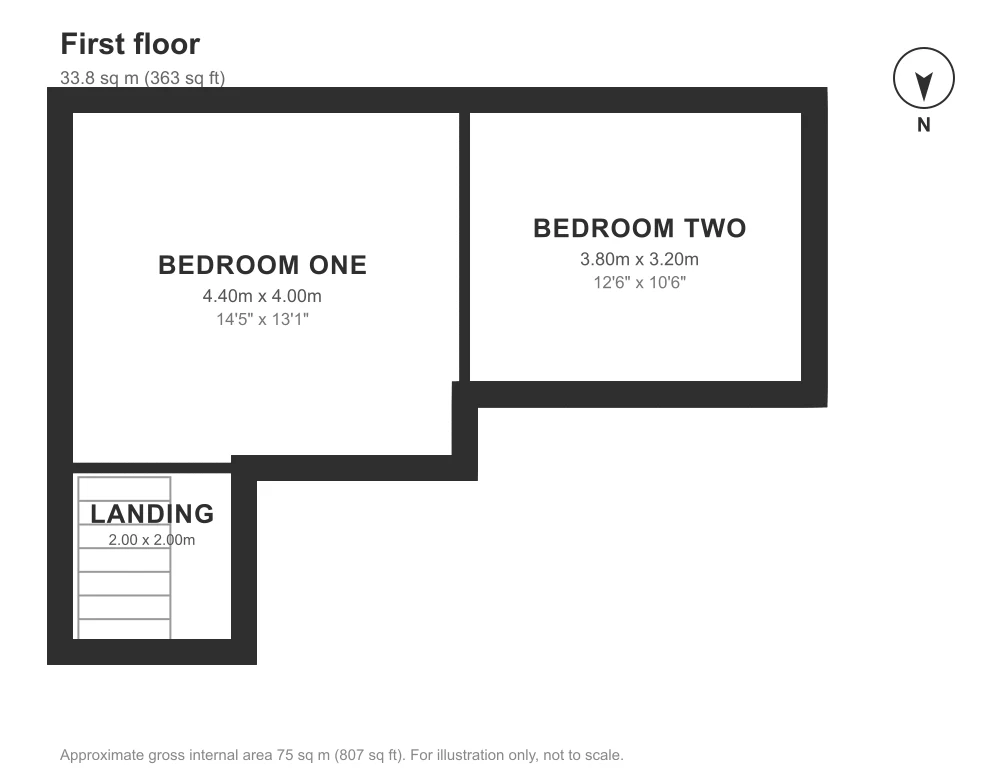 Floor plan, Wheal Rose Cottage, Ladock: First floor
