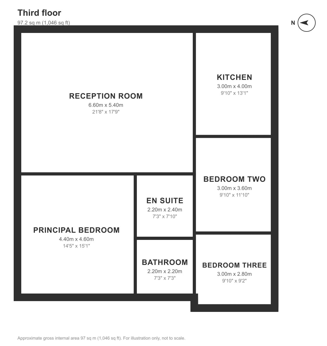 Floor plan, Beaufort Street, Chelsea: Third floor