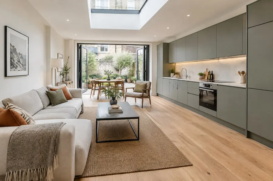 Living room and kitchen