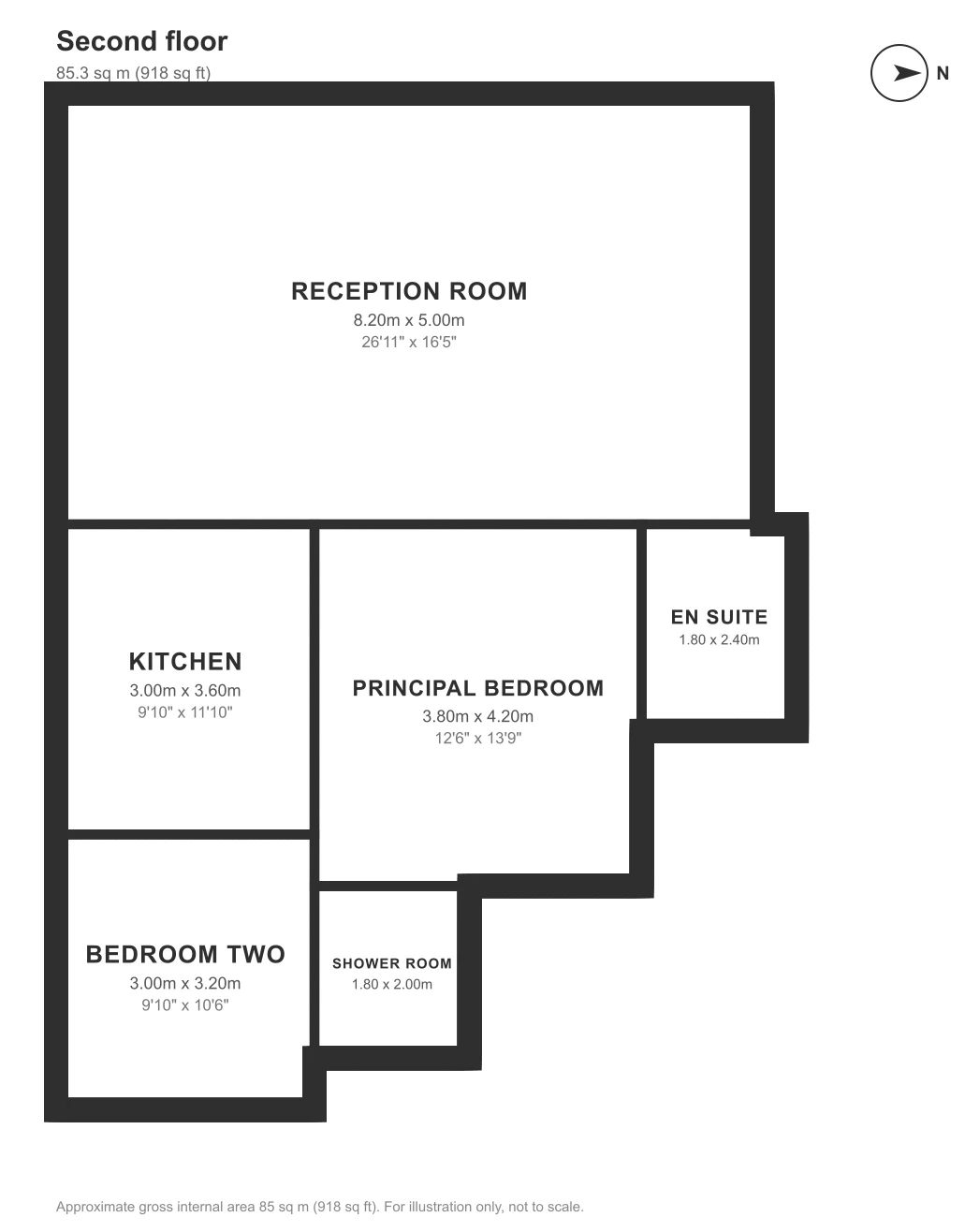 Floor plan, Queen's Gate, South Kensington: Second floor