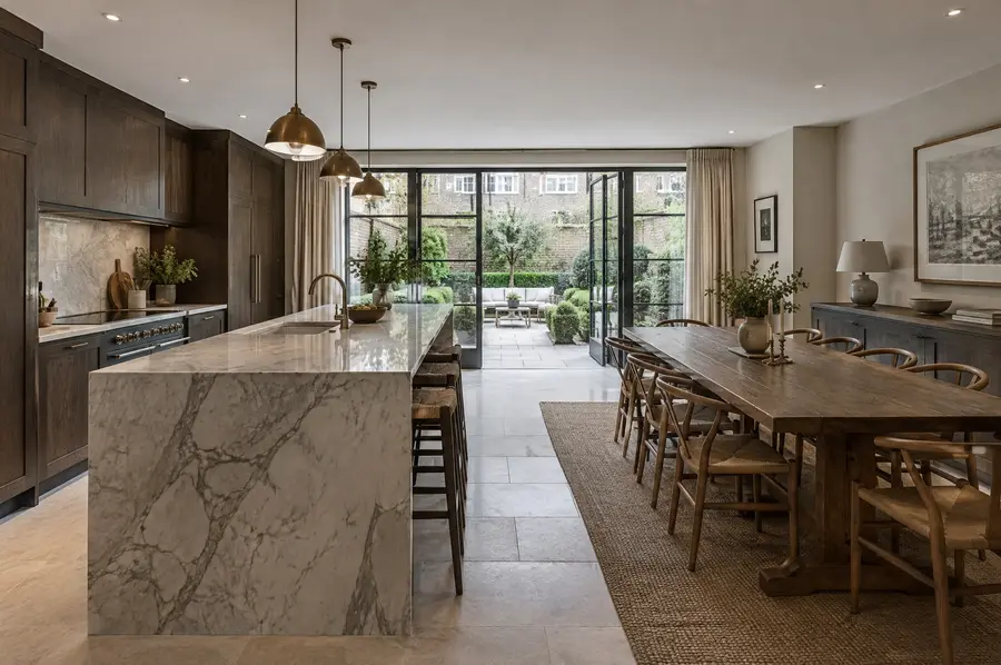 Kitchen and family room