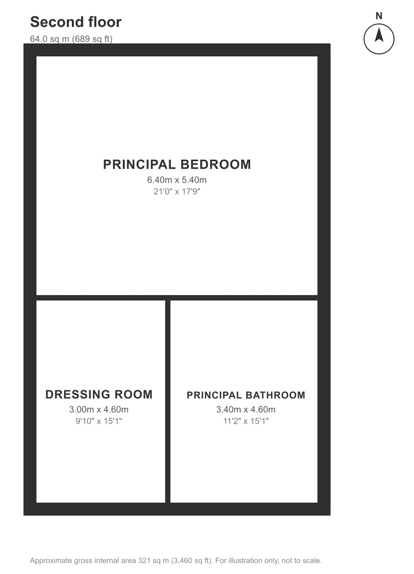 Floor plan, Thurloe Square, South Kensington: Second floor