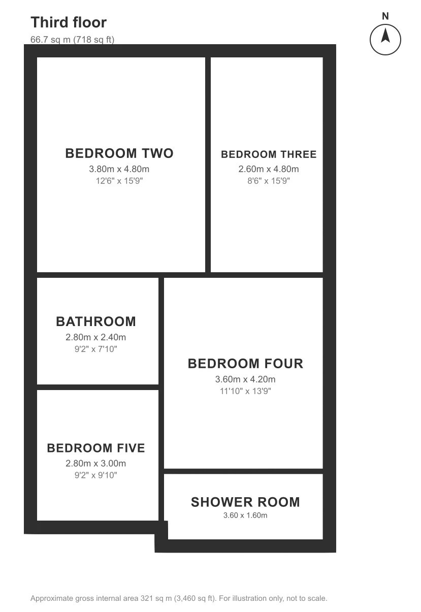 Floor plan, Thurloe Square, South Kensington: Third floor