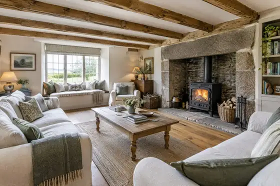 The sitting room and its stove